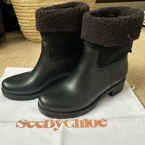 See by Chloe rain boots with shearling